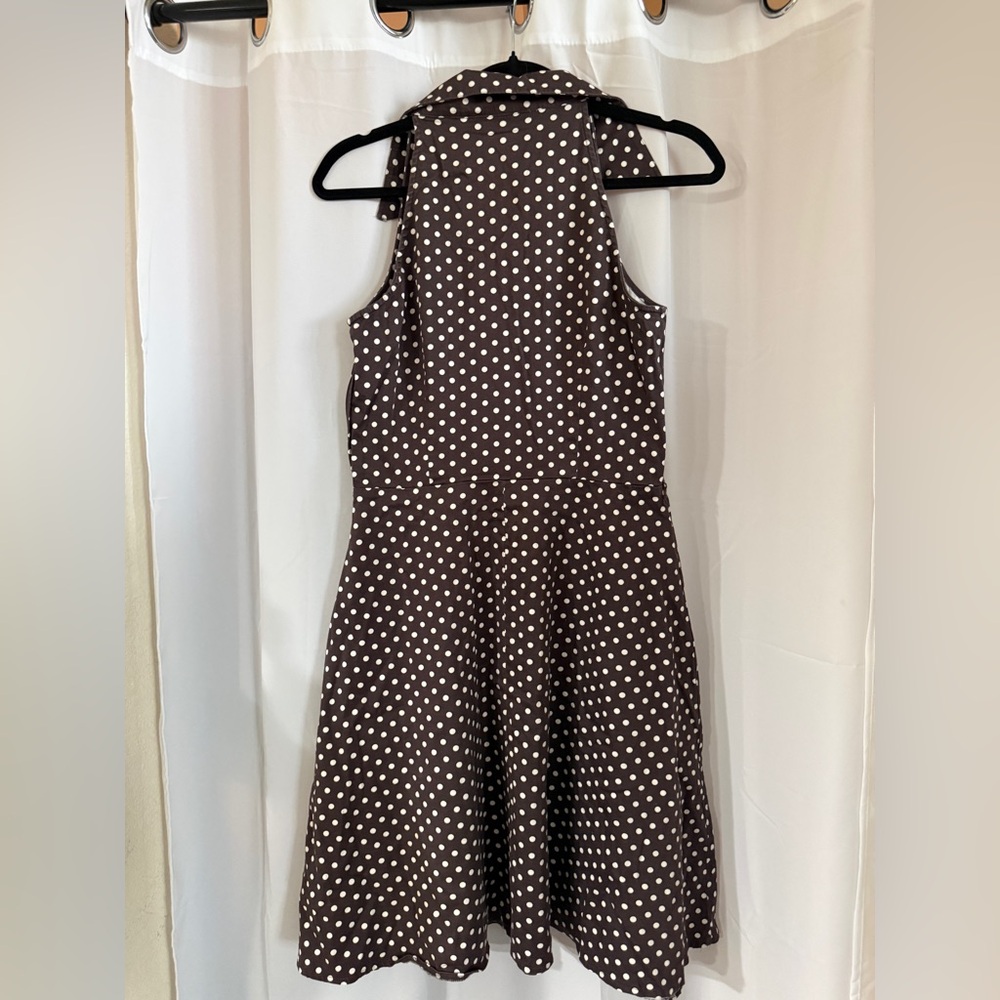 Retro 50s Style Brown Polka Dot Dress 10 - Picture 7 of 11